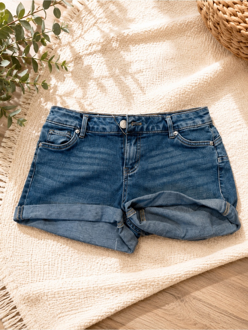 refuge by rio Blue Denim Rolled Cuff Women's Shorts